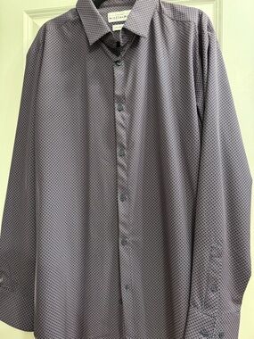 Mizzen+Main Purple Micro-Pattern Long Sleeve Dress Shirt